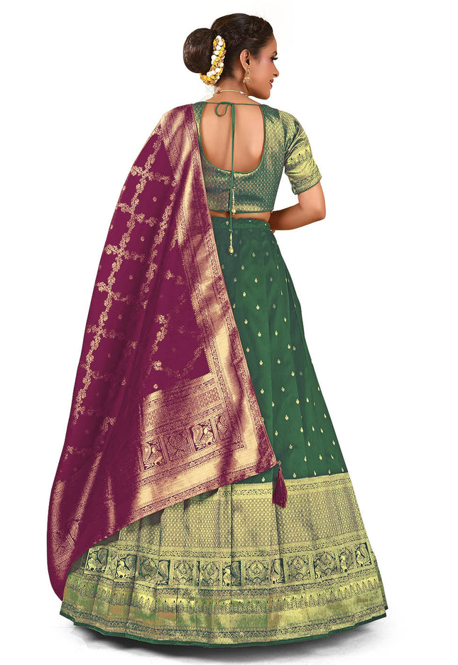 Green Banarasi Pattu Half Saree