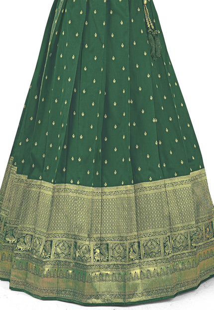 Green Banarasi Pattu Half Saree