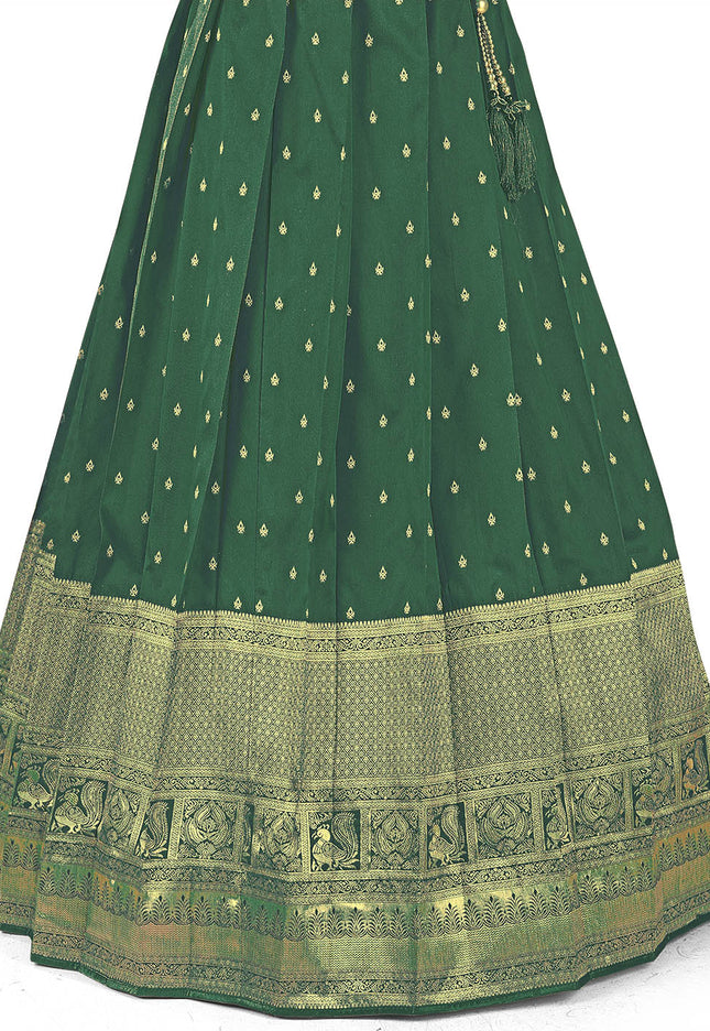 Green Banarasi Pattu Half Saree
