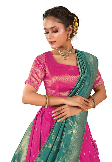 Pink Banarasi Pattu Half Saree