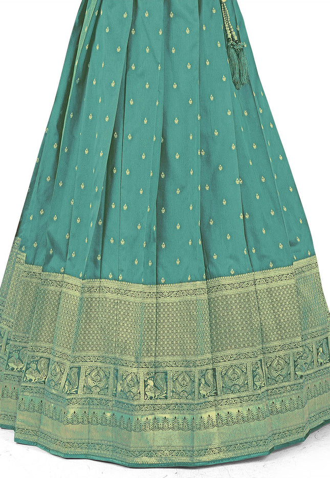 Sky Blue Banarasi Pattu Half Saree