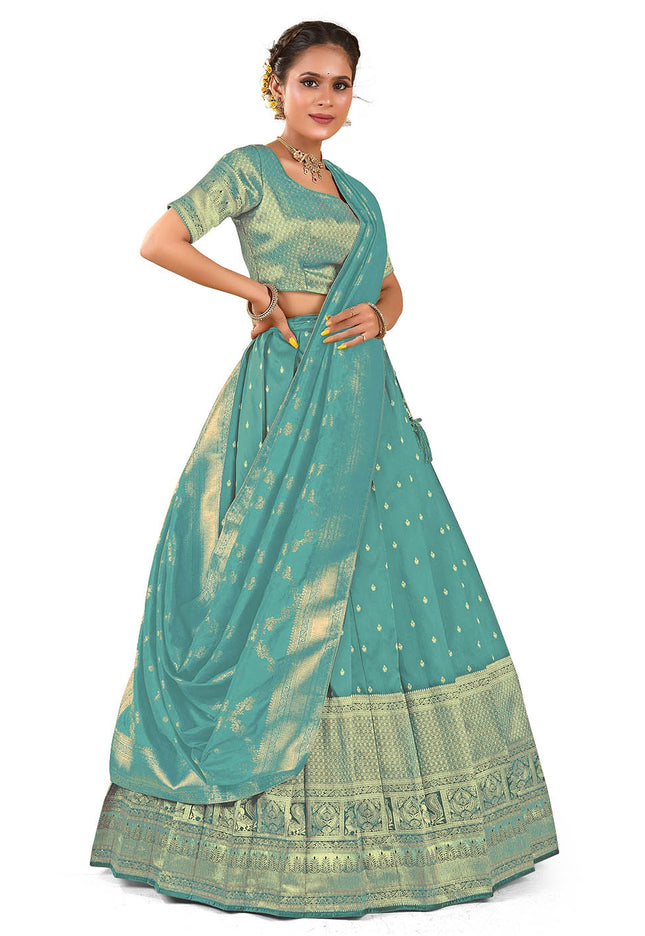 Sky Blue Banarasi Pattu Half Saree