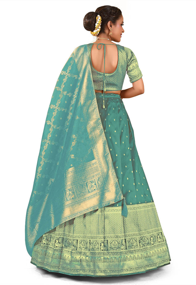Sky Blue Banarasi Pattu Half Saree