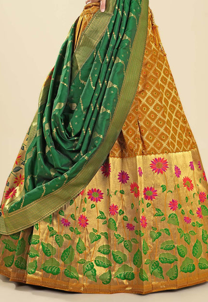 Mustard Banarasi Silk Lehenga