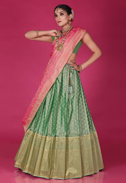 Sea Green Banarasi Silk Lehenga