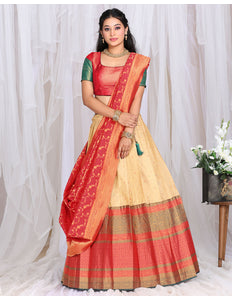 Chiku Banarasi Designe Half Saree