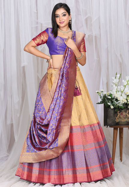 Chiku Banarasi Designe Half Saree