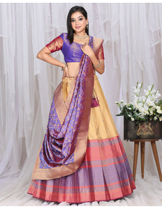 Chiku Banarasi Designe Half Saree