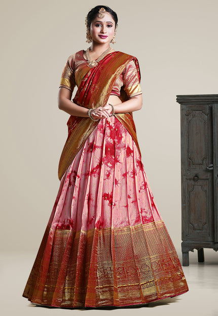 Maroon Shibori Dyeing Lehenga