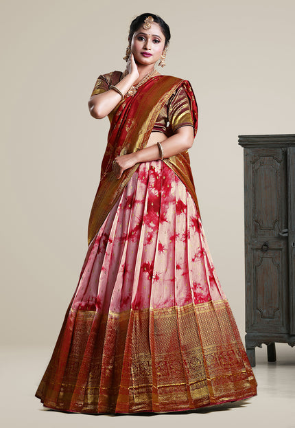 Maroon Shibori Dyeing Lehenga