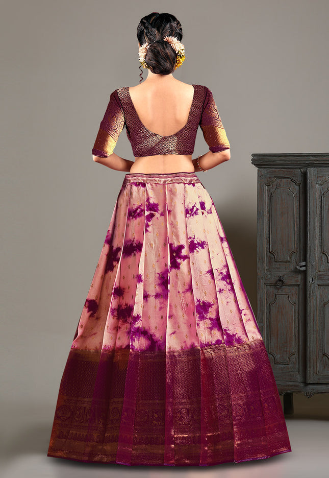 Wine Shibori Dyeing Lehenga