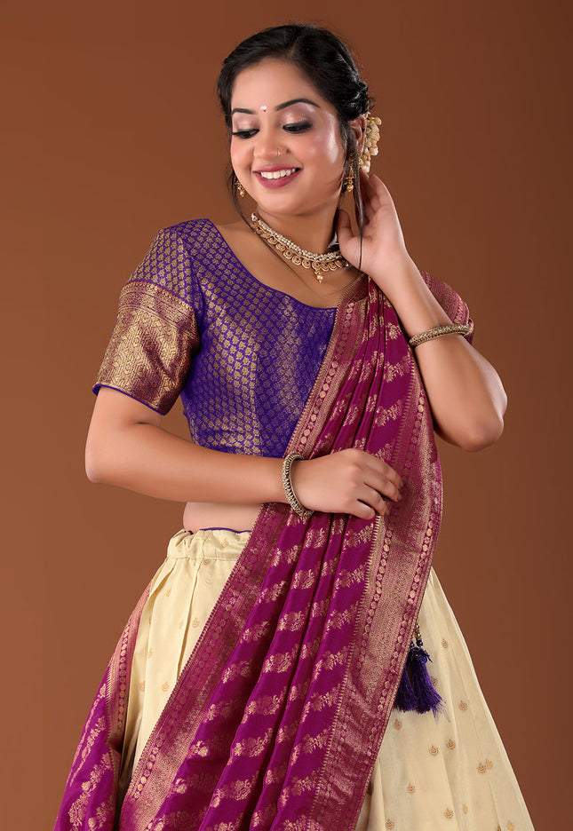 Wine Banarasi Pattu Lehenga