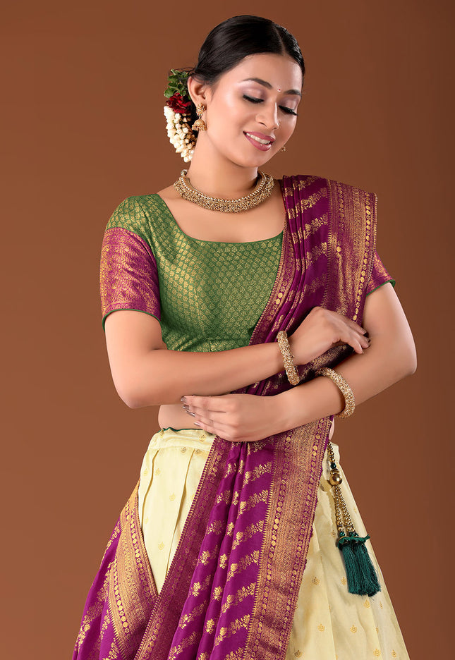 Wine Banarasi Pattu Lehenga