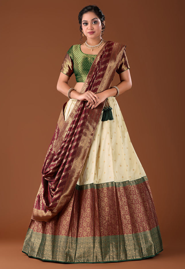 Maroon Banarasi Pattu Lehenga