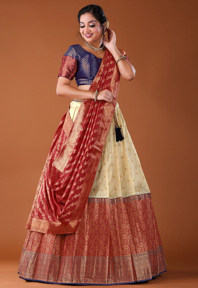 Maroon Banarasi Pattu Lehenga