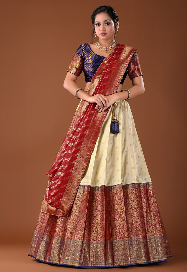 Maroon Banarasi Pattu Lehenga