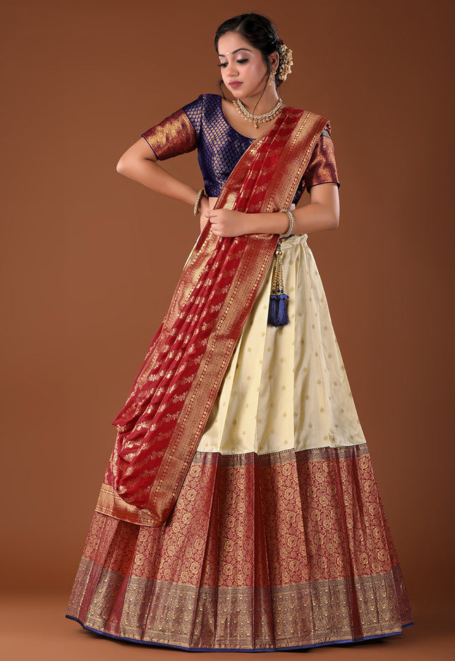 Maroon Banarasi Pattu Lehenga
