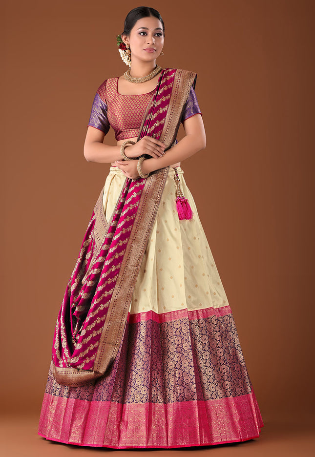 Red Banarasi Pattu Lehenga