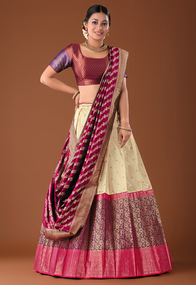 Red Banarasi Pattu Lehenga