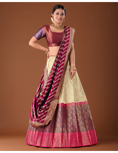 Red Banarasi Pattu Lehenga