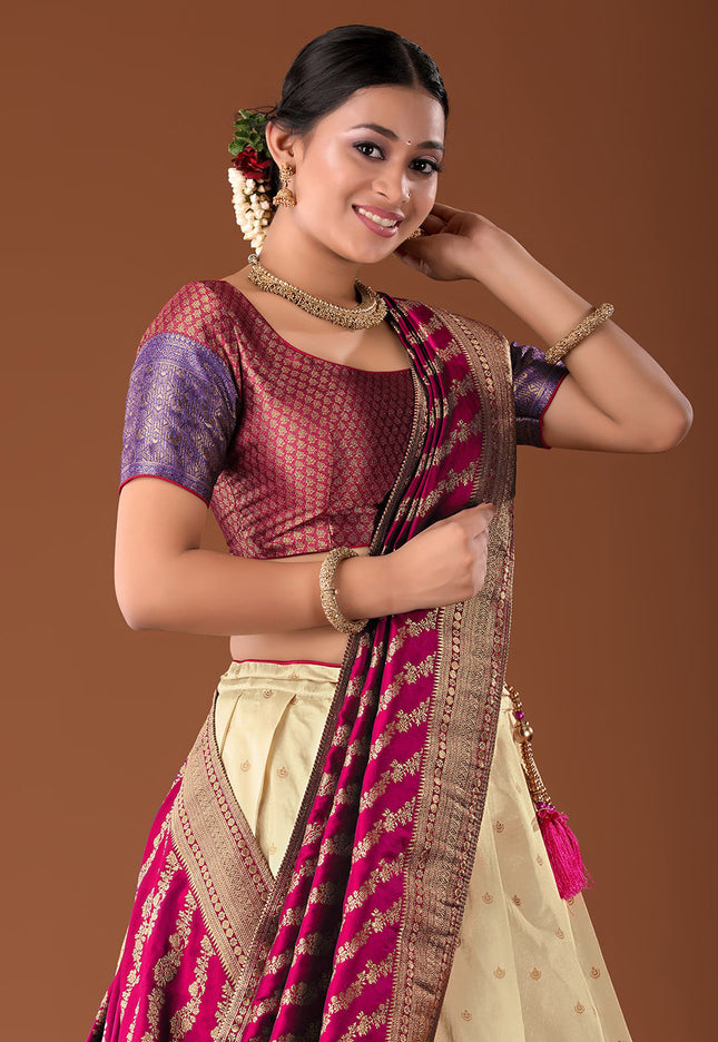 Red Banarasi Pattu Lehenga