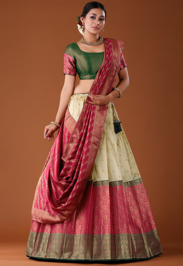 Red Banarasi Pattu Lehenga