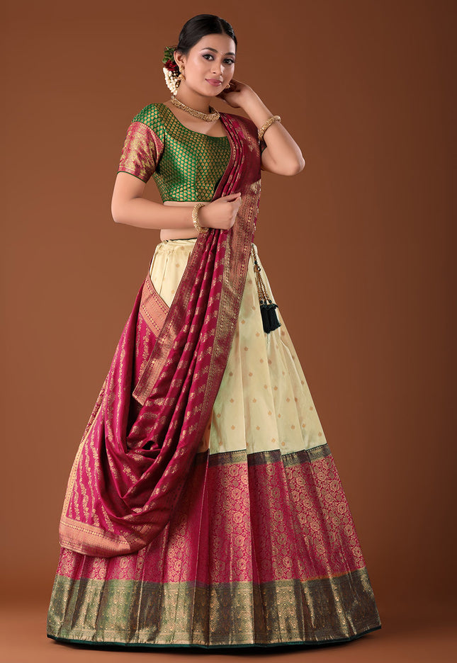Red Banarasi Pattu Lehenga