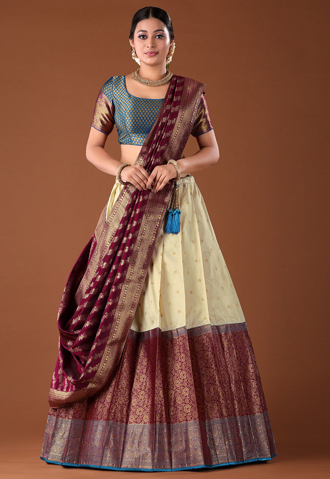 Wine Banarasi Pattu Lehenga