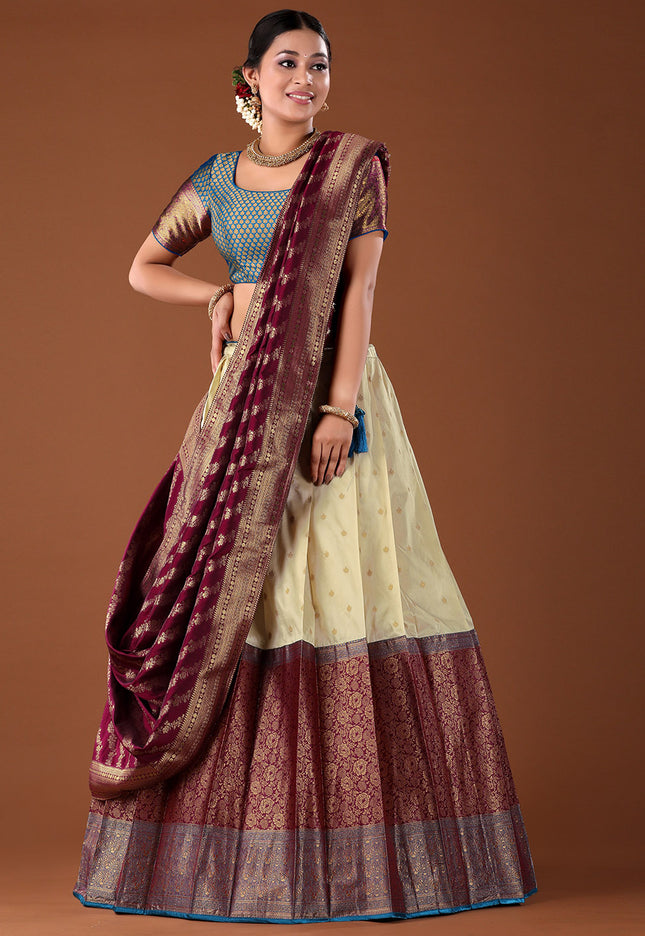 Wine Banarasi Pattu Lehenga