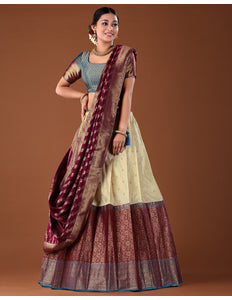 Wine Banarasi Pattu Lehenga