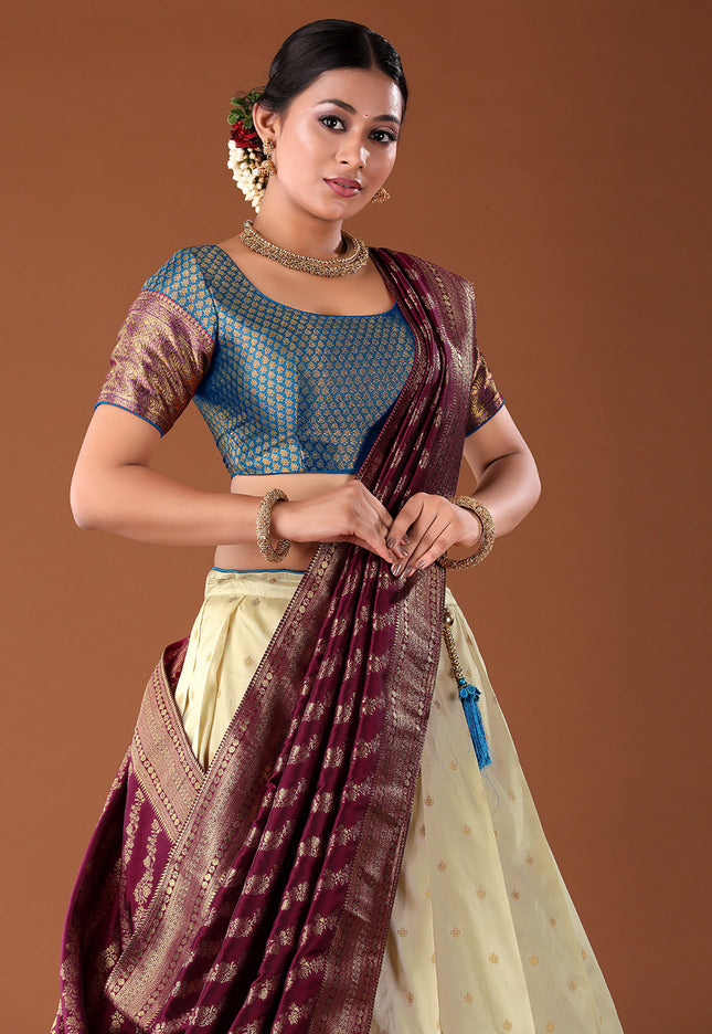 Wine Banarasi Pattu Lehenga
