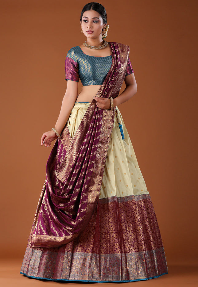 Wine Banarasi Pattu Lehenga