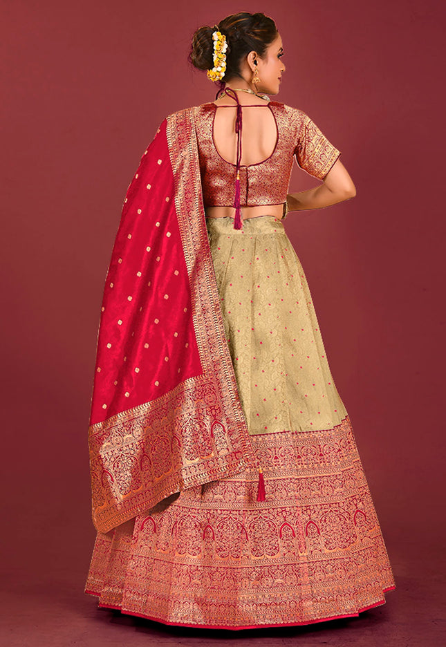 Red Kanjivaram Pattu Half Saree