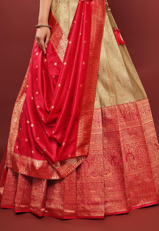 Red Kanjivaram Pattu Half Saree