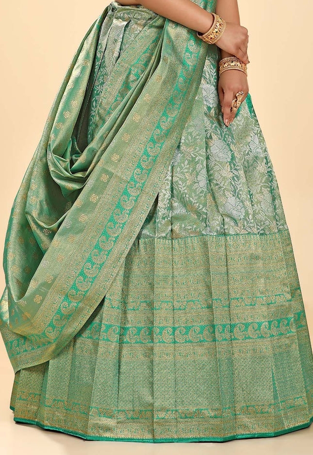 Sea Green New Kanjivaram Half Saree