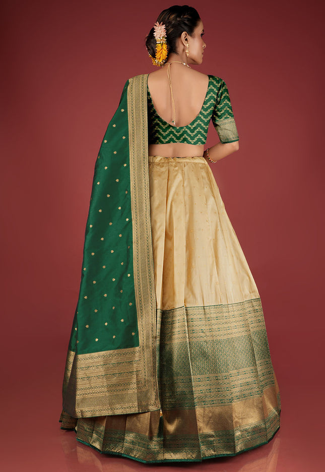Green Banarasi Pattu Half Saree