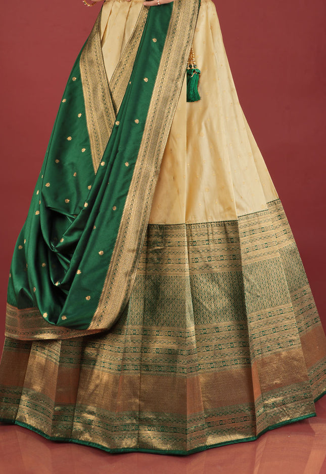 Green Banarasi Pattu Half Saree