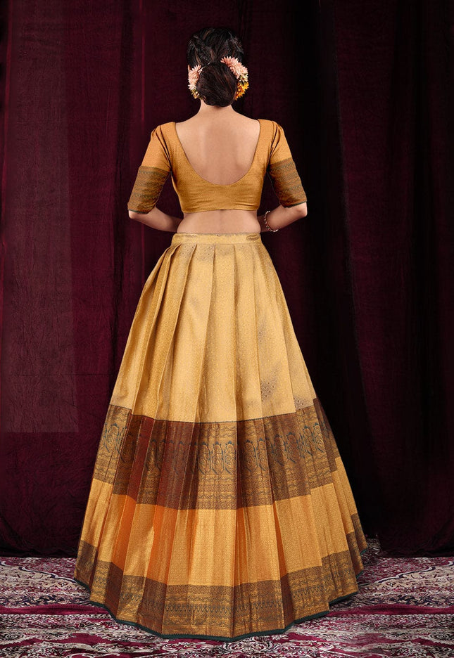 Chiku Kanjivaram silk Lehenga 