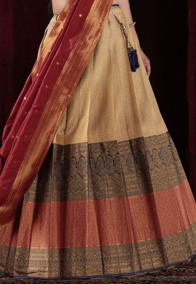 Chiku Kanjivaram silk Lehenga