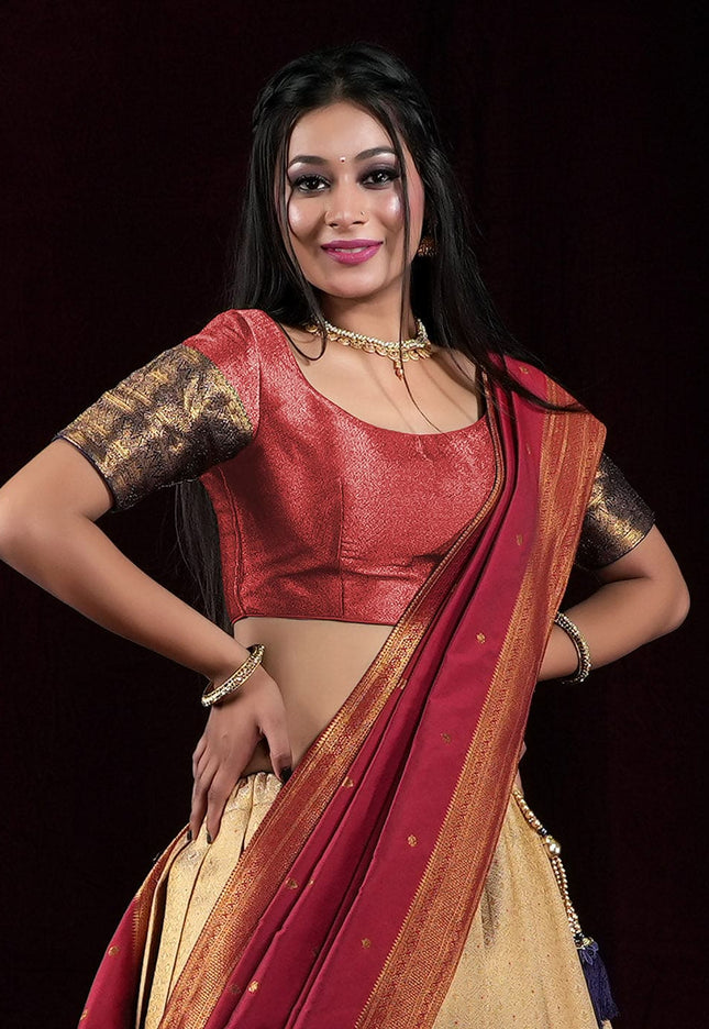 Chiku Kanjivaram silk Lehenga