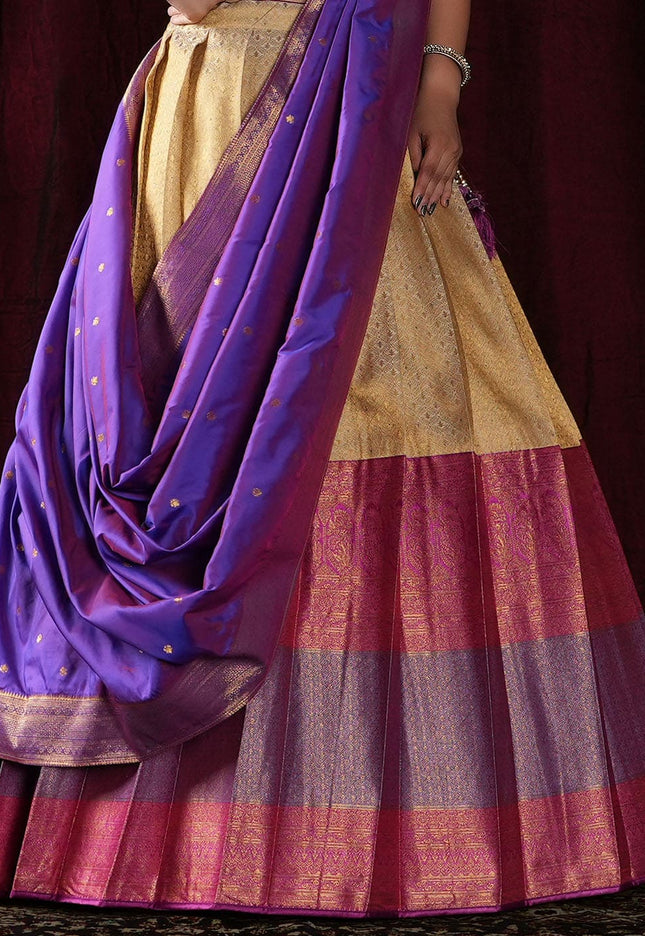 Chiku Kanjivaram silk Lehenga