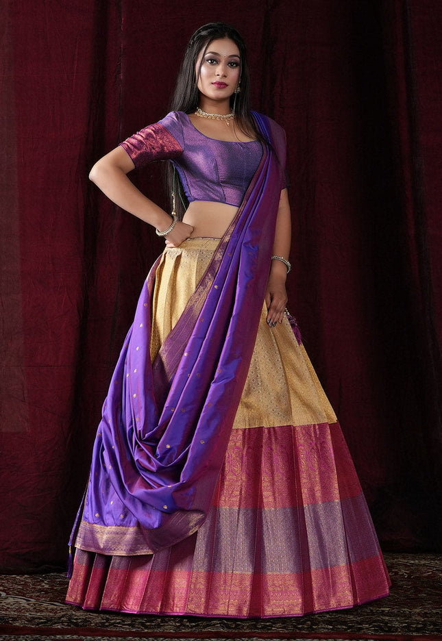 Chiku Kanjivaram silk Lehenga