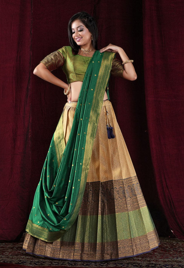 Chiku Kanjivaram silk Lehenga