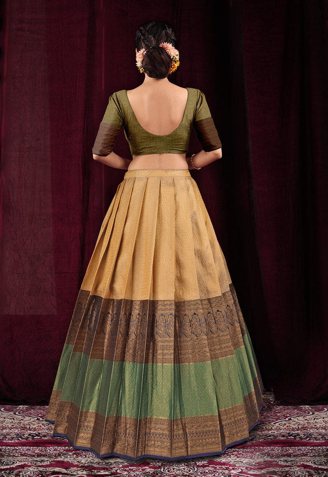 Chiku Kanjivaram silk Lehenga