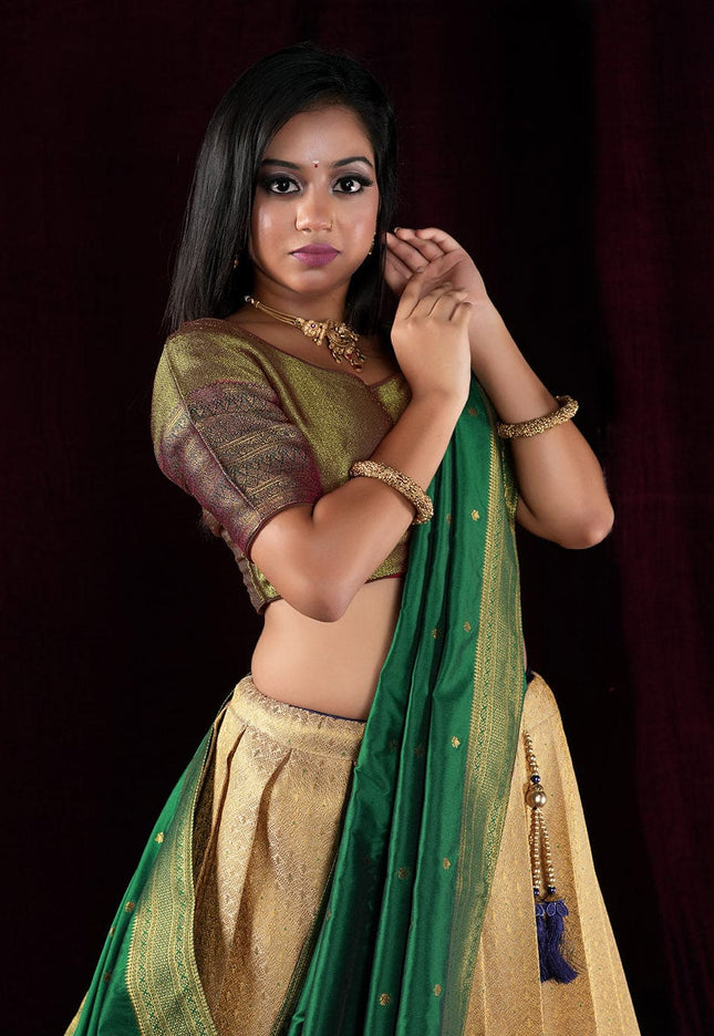 Chiku Kanjivaram silk Lehenga