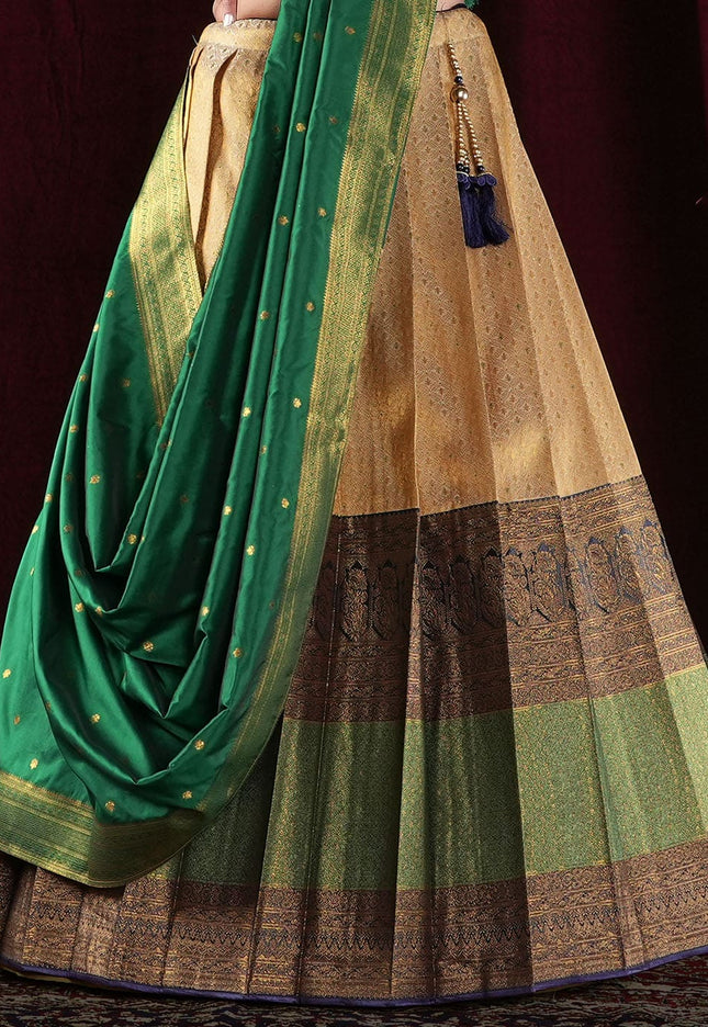Chiku Kanjivaram silk Lehenga