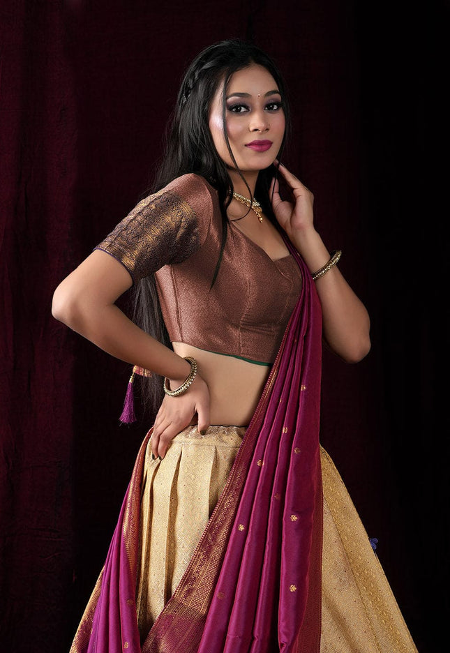 Chiku Kanjivaram silk Lehenga