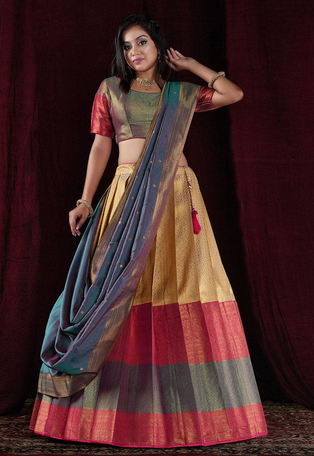 Chiku Kanjivaram silk Lehenga