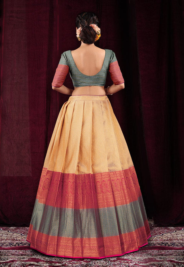 Chiku Kanjivaram silk Lehenga