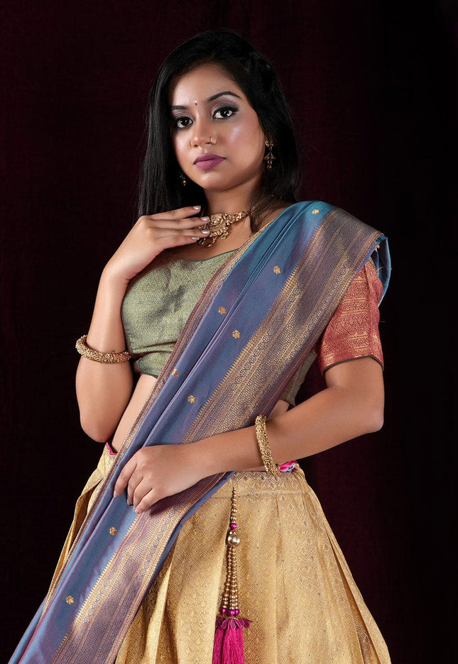 Chiku Kanjivaram silk Lehenga